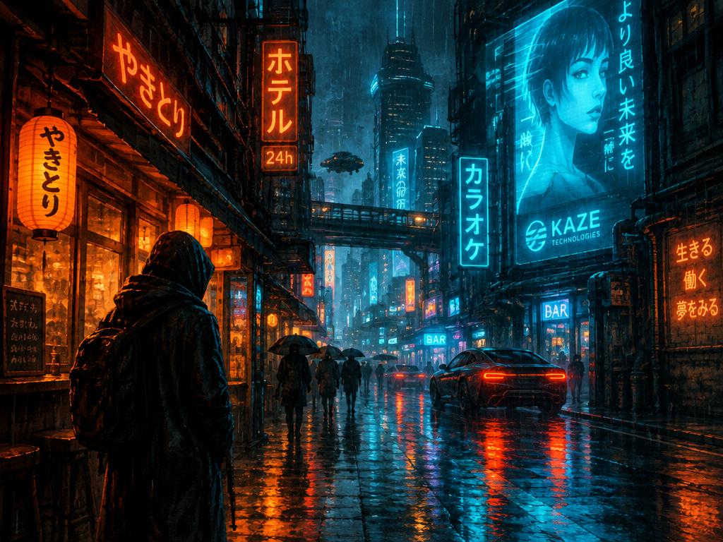 Neon city scene